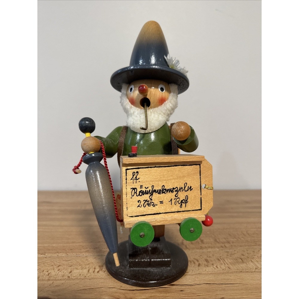 Vintage Steinbach Music Smoker The Seller Peddler 9" Tall Tested Made in Germany